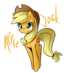 Size: 865x991 | Tagged: safe, alternate version, artist:maren, imported from derpibooru, applejack, earth pony, pony, 2013, cute, female, jackabetes, mare, old art, simple background, smiling, solo, white background