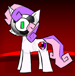 Size: 652x659 | Tagged: safe, artist:xxv4mp_g4z3rxx, imported from derpibooru, sweetie belle, pony, unicorn, female, filly, foal, football, green eyes, solo, sports, tail, two toned mane, two toned tail, white coat