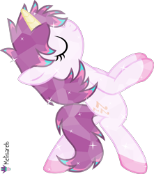 Size: 4000x4518 | Tagged: safe, artist:melisareb, imported from derpibooru, oc, oc:shakti, crystal pony, pony, unicorn, .svg available, absurd resolution, crossover, eyes closed, female, kleptocorns, looking up, mare, simple background, solo, transparent background, vector