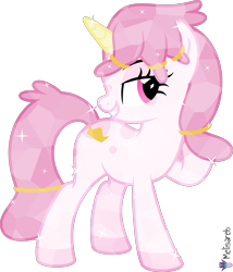 Size: 4000x4678 | Tagged: safe, artist:melisareb, imported from derpibooru, oc, oc:hime (kleptocorns), crystal pony, pony, unicorn, .svg available, absurd resolution, crossover, female, kleptocorns, mare, simple background, smiling, solo, transparent background, vector