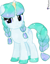 Size: 4000x5039 | Tagged: safe, artist:melisareb, imported from derpibooru, oc, oc:namuri, crystal pony, pony, unicorn, .svg available, absurd resolution, braid, confused, crossover, female, freckles, kleptocorns, looking at you, mare, simple background, solo, transparent background, vector