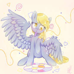 Size: 2000x2000 | Tagged: safe, artist:divlight, imported from derpibooru, derpy hooves, pegasus, pony, crayon, female, mare, mouth hold, solo