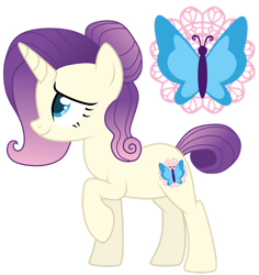 Size: 1024x1086 | Tagged: safe, artist:lillyleaf101, imported from derpibooru, oc, oc:gossamer lace, pony, unicorn, female, magical lesbian spawn, mare, offspring, parent:fluttershy, parent:rarity, parents:flarity, simple background, solo, transparent background