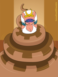 Size: 2505x3340 | Tagged: safe, artist:lunahazacookie, imported from derpibooru, somnambula, anthro, pegasus, snake, breasts, busty somnambula, clothes, coils, egyptian, egyptian headdress, egyptian pony, female