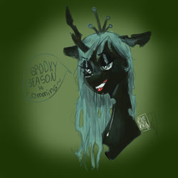 Size: 1000x1000 | Tagged: safe, artist:sizack, imported from derpibooru, queen chrysalis, changeling, changeling queen, bust, female, mare, solo, speech bubble, talking