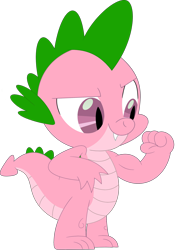 Size: 1776x2539 | Tagged: safe, artist:ponygamer2020, editor:ponygamer2020, imported from derpibooru, spike, spike (g1), dragon, anniversary, flexing, g1, g1 to g4, g4, generation leap, happy birthday mlp:fim, male, mlp fim's twelfth anniversary, muscles, recolor, simple background, solo, transparent background, vector