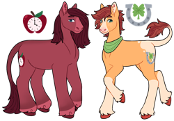 Size: 1280x893 | Tagged: safe, artist:s0ftserve, imported from derpibooru, oc, oc:pippin, oc:winesap, earth pony, pony, brothers, magical gay spawn, male, offspring, parent:braeburn, parent:doctor whooves, siblings, simple background, transparent background