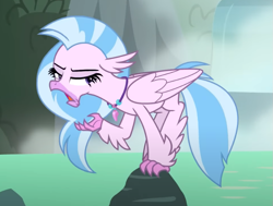 Size: 801x605 | Tagged: safe, imported from derpibooru, screencap, silverstream, classical hippogriff, hippogriff, what lies beneath, colored hooves, cropped, faic, female, jewelry, necklace, open mouth, solo