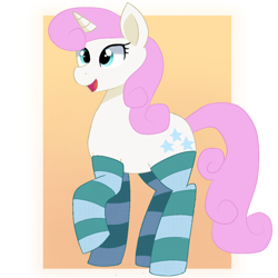 Size: 1280x1280 | Tagged: safe, artist:akissonyourpinky, imported from ponybooru, twinkleshine, pony, unicorn, clothes, female, mare, socks, solo, standing