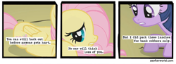 Size: 720x261 | Tagged: safe, edit, edited screencap, imported from ponybooru, screencap, fluttershy, twilight sparkle, pegasus, unicorn, dragonshy, a softer world, comic, female, mare, prone, scared, screencap comic, unicorn twilight