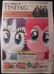 Size: 1169x1600 | Tagged: safe, imported from derpibooru, pinkie pie, rarity, earth pony, pony, unicorn, 2012, female, link in description, mare, news report, newspaper, photo, swedish, text