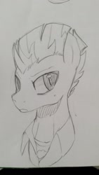 Size: 1152x2048 | Tagged: safe, artist:maren, imported from derpibooru, bow hothoof, pony, 2017, anime, bust, doodle, male, old art, pencil drawing, solo, stallion, traditional art, younger