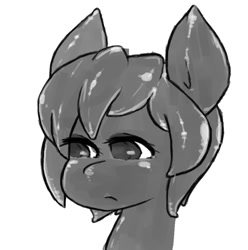 Size: 888x896 | Tagged: safe, artist:boggle, imported from derpibooru, oc, oc only, goo, goo pony, original species, bust, female, grayscale, mare, monochrome, portrait, simple background, solo, white background, wip