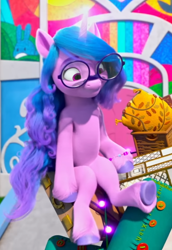 Size: 474x689 | Tagged: safe, imported from derpibooru, screencap, izzy moonbow, pony, unicorn, spoiler:my little pony: make your mark chapter 2, spoiler:myms01e01, cropped, g5, glasses, glowing, glowing horn, horn, izzy does it, my little pony: make your mark, my little pony: make your mark chapter 2, sitting, solo