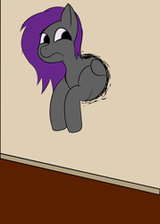 Size: 2920x4080 | Tagged: safe, artist:smidrak, imported from derpibooru, oc, oc only, oc:fritzy, pegasus, pony, female, hole in the wall, solo, stuck, through wall, worried