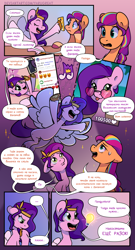 Size: 2480x4580 | Tagged: safe, artist:yarugreat, imported from derpibooru, pipp petals, sunny starscout, earth pony, pegasus, pony, spoiler:g5, spoiler:my little pony: tell your tale, spoiler:tyts01e21, comic, cyrillic, g5, glasses, my bananas, my little pony: a new generation, my little pony: tell your tale, russian, singing, smiling, spread wings, wings