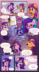 Size: 2480x4580 | Tagged: safe, artist:yarugreat, imported from derpibooru, pipp petals, sunny starscout, earth pony, pegasus, pony, spoiler:g5, spoiler:my little pony: tell your tale, spoiler:tyts01e21, comic, g5, glasses, my bananas, my little pony: a new generation, my little pony: tell your tale, singing, smiling, spread wings, wings