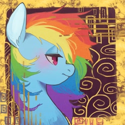 Size: 2000x2000 | Tagged: safe, artist:ikirunosindo, imported from derpibooru, rainbow dash, pegasus, pony, abstract background, bust, ear fluff, female, high res, lidded eyes, mare, solo