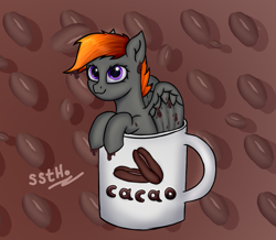 Size: 2127x1857 | Tagged: safe, artist:supershadow_th, imported from derpibooru, oc, oc only, oc:lutya, pegasus, pony, cacao, cup, cup of pony, micro, solo