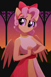 Size: 1700x2560 | Tagged: safe, artist:whitequartztheartist, imported from derpibooru, oc, oc:rose wing, anthro, pegasus, anthro oc, evening