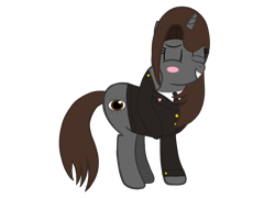 Size: 2500x1800 | Tagged: safe, artist:turnaboutart, imported from derpibooru, oc, oc only, oc:sonata, pony, unicorn, ace attorney, blushing, clothes, elements of justice, simple background, solo, suit, transparent background