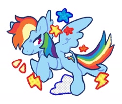 Size: 1412x1207 | Tagged: safe, artist:dustgremlin_, imported from derpibooru, rainbow dash, pegasus, cloud, simple background, smiling, solo, stars, white background, wings