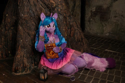 Size: 1200x800 | Tagged: safe, artist:essorille, imported from derpibooru, izzy moonbow, anthro, unicorn, clothes, fursuit, g5, irl, photo, solo