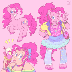 Size: 2000x2000 | Tagged: safe, artist:tashidelashi, imported from derpibooru, pinkie pie, anthro, human, pony, unguligrade anthro, humanized, peace sign