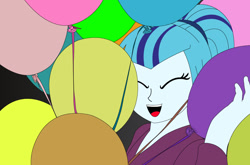 Size: 1099x726 | Tagged: safe, artist:hakdurbin, imported from derpibooru, sonata dusk, human, equestria girls, adorasexy, balloon, cute, female, happy, sexy, simple background, solo, sonatabetes, that pony sure does love balloons
