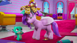 Size: 480x270 | Tagged: safe, imported from derpibooru, screencap, pipp petals, dragon, pegasus, pony, spoiler:my little pony: make your mark chapter 2, spoiler:myms01e04, ali-conned, animated, auntie pipp, baby, baby dragon, cute, dragons riding ponies, female, g5, gif, male, mare, my little pony: make your mark, my little pony: make your mark chapter 2, pipp and sparky, riding, sparky riding pipp petals, sparky sparkeroni
