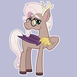 Size: 2048x2048 | Tagged: safe, artist:duckcritter, imported from derpibooru, oc, hybrid, pony, antlers, claws, interspecies offspring, offspring, outline, parent:discord, parent:fluttershy, parents:discoshy, solo, white outline