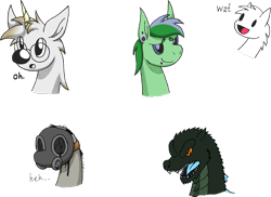 Size: 2867x2092 | Tagged: safe, artist:emc-blingds, imported from derpibooru, oc, oc only, dragon, earth pony, pony, unicorn, bust, earth pony oc, gas mask, horn, mask, simple background, transparent background, unicorn oc