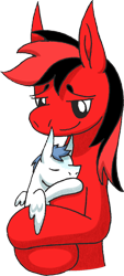 Size: 718x1585 | Tagged: safe, artist:emc-blingds, imported from derpibooru, oc, oc only, oc:cody, oc:scarlett, pony, adopted offspring, baby, baby pony, bust, colt, duo, foal, holding a pony, male, simple background, smiling, stallion, transparent background