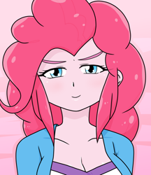 Size: 640x740 | Tagged: safe, alternate version, artist:batipin, imported from derpibooru, pinkie pie, human, equestria girls, breasts, cleavage, female, looking at you, solo