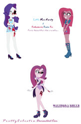 Size: 808x1242 | Tagged: safe, artist:prettycelestia, imported from twibooru, pinkie pie, oc, oc:talinora belle, blood, blood stains, bowtie, fusion, image, little miss rarity, pinkamena diane pie, png, psycho