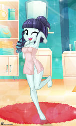 Size: 2893x4803 | Tagged: safe, artist:charliexe, imported from twibooru, coloratura, human, equestria girls, feet, female, image, png, towel