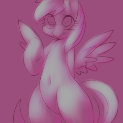 Size: 1000x1000 | Tagged: safe, artist:maren, imported from derpibooru, derpy hooves, pegasus, pony, 2013, arm behind back, belly button, bipedal, doodle, female, mare, missing cutie mark, monochrome, old art, pointing at self, solo, spread wings, thighs, underp, wings