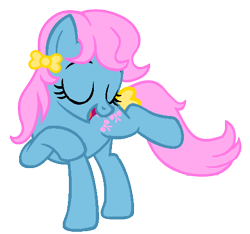 Size: 488x456 | Tagged: safe, artist:lillyleaf101, imported from derpibooru, earth pony, pony, bow, bow tie (g1), cute, eyes closed, female, g1, g1 to g4, g4, generation leap, hair bow, mare, simple background, solo, tail, tail bow, tieabetes, transparent background