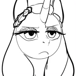 Size: 540x540 | Tagged: safe, artist:melodymelanchol, imported from derpibooru, opaline arcana, alicorn, pony, spoiler:g5, spoiler:my little pony: make your mark, frown, g5, lidded eyes, opaline arcana is not amused, solo, unamused