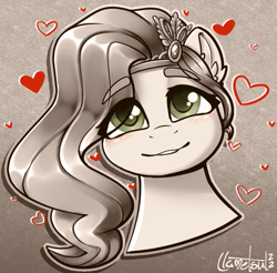 Size: 1685x1657 | Tagged: safe, artist:llametsul, imported from derpibooru, pipp petals, pegasus, pony, blushing, bust, cute, eye clipping through hair, g5, heart, looking at you, monochrome, signature, smiling, solo