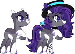 Size: 3735x2669 | Tagged: safe, artist:kurosawakuro, imported from derpibooru, oc, oc only, earth pony, pony, bald, base used, bracelet, choker, colored hooves, dot eyebrows, ear piercing, earring, earth pony oc, female, hat, hoof polish, jewelry, magical lesbian spawn, mare, offspring, parent:octavia melody, parent:twilight sparkle, parents:twitavia, piercing, purple eyes, raised hoof, simple background, solo, transparent background