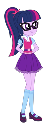 Size: 1600x4213 | Tagged: safe, artist:gmaplay, imported from derpibooru, sci-twi, twilight sparkle, human, equestria girls, clothes, equestria girls outfit, female, mary janes, sci-twi outfits, shoes, simple background, skirt, socks, solo, transparent background, vector