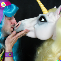 Size: 1024x1024 | Tagged: safe, imported from derpibooru, princess celestia, human, brony, cursed machine learning, kiss, kissing, machine learning generated, nose kiss, wat