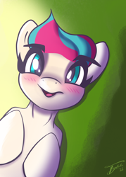 Size: 1922x2688 | Tagged: safe, artist:tyleks, imported from derpibooru, zipp storm, pegasus, pony, adorazipp, blushing, cute, g5, open mouth, simple background, solo