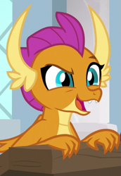 Size: 491x714 | Tagged: safe, imported from derpibooru, screencap, smolder, dragon, a rockhoof and a hard place, season 8, spoiler:s08, cropped, dragoness, dreamworks face, female, open mouth, raised eyebrow, solo