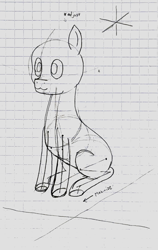 Size: 1514x2399 | Tagged: safe, artist:jamextreme140, imported from derpibooru, pony, graph paper, male, monochrome, original art, paper, sketch, solo, stallion, traditional art