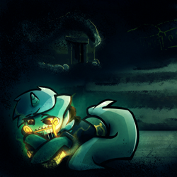 Size: 1400x1400 | Tagged: safe, artist:darkflame75, imported from derpibooru, lyra heartstrings, pony, unicorn, fanfic:background pony, clothes, depressed, dig the swell hoodie, female, hoodie, house, lying down, lyre, magic, musical instrument, night, prone, solo