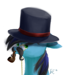 Size: 872x1021 | Tagged: safe, artist:theartflower, imported from derpibooru, oc, oc only, oc:electroshock, pony, bust, facial hair, hat, monocle, moustache, pipe, portrait, simple background, solo, top hat, transparent background