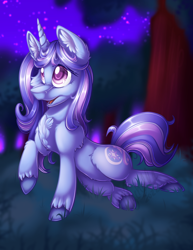 Size: 2550x3300 | Tagged: safe, artist:mychelle, imported from derpibooru, oc, oc only, oc:moonlight shimmer, pony, unicorn, female, high res, horn, lying down, mare, on side, open mouth, open smile, raised hoof, smiling, solo, unicorn oc