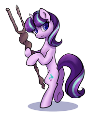 Size: 1271x1536 | Tagged: safe, artist:brella, imported from derpibooru, starlight glimmer, pony, unicorn, bipedal, female, frown, looking at you, mare, s5 starlight, shadow, simple background, solo, staff, staff of sameness, transparent background